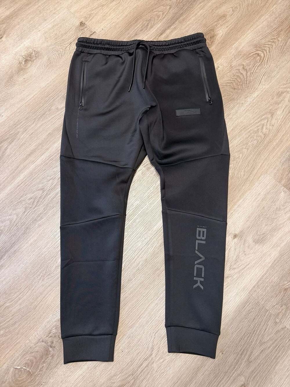 Actively Black Tracksuit Size L Black Tech Fleece Zip Hoodie Joggers